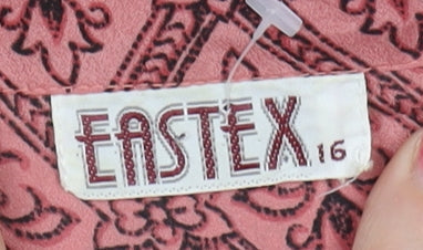 Eastex Women's Pink Geometric Long Sleeve Blouse Size 16