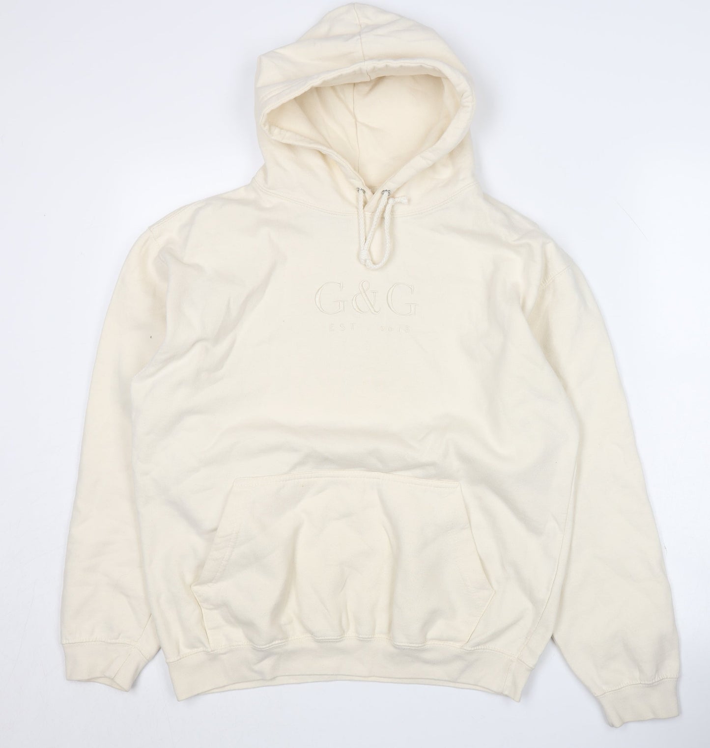 G&G Men's Ivory Hoodie - Medium, Pullover