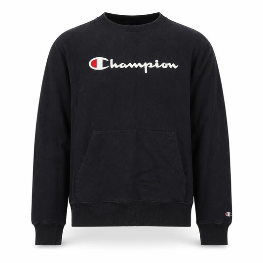 Champion Mens Black Logo Pullover Sweatshirt S