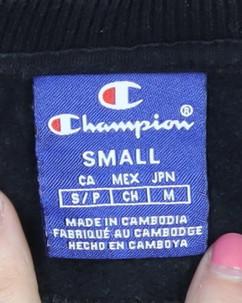 Champion Black Logo Pullover Sweatshirt S Unisex