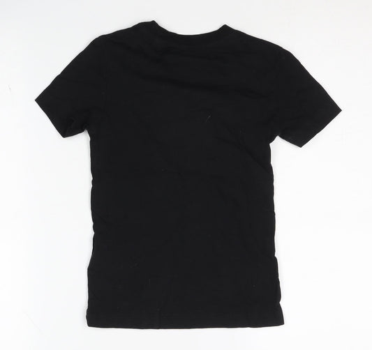 Adidas Boys Black Logo T-Shirt Size 7-8 Years Casual Crew Neck
