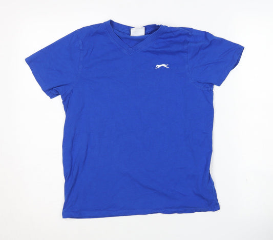 Slazenger Boys Blue T-Shirt, Size 13 Years, V-Neck, Logo Accent