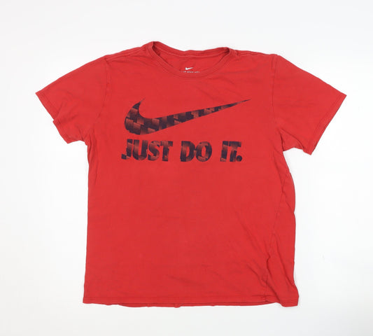 Nike Men's Red Graphic T-Shirt M Logo Crew Neck