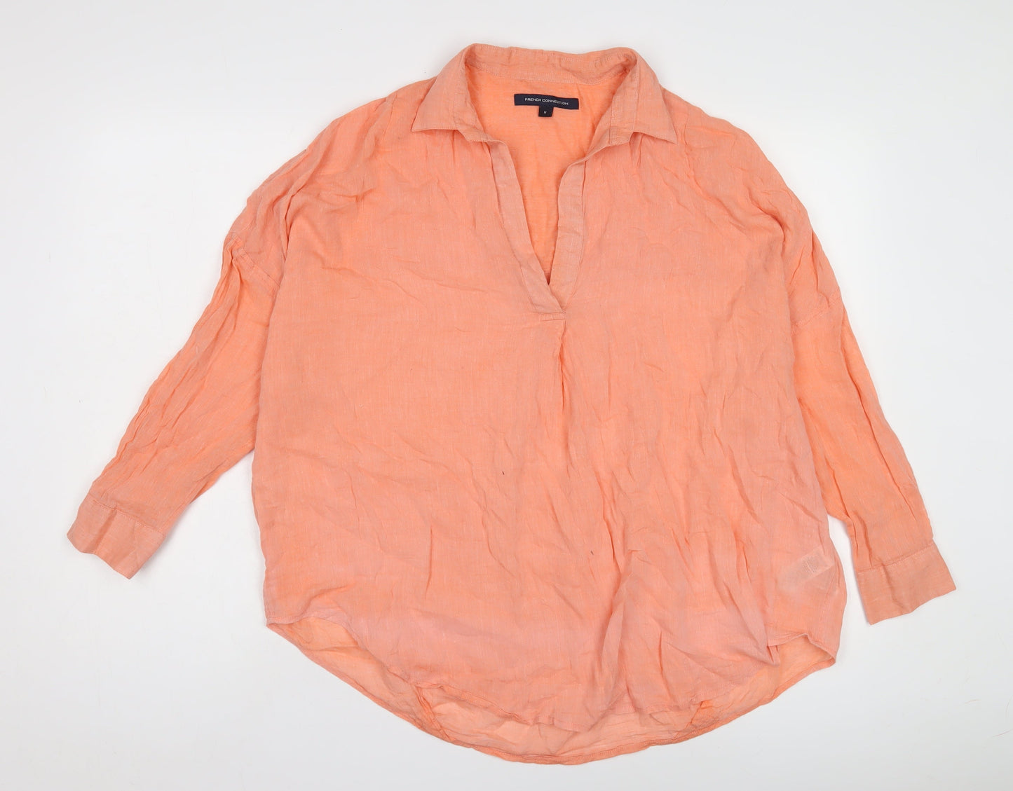 French Connection Women's Orange Collared Blouse M