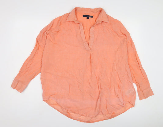 French Connection Women's Orange Collared Blouse M