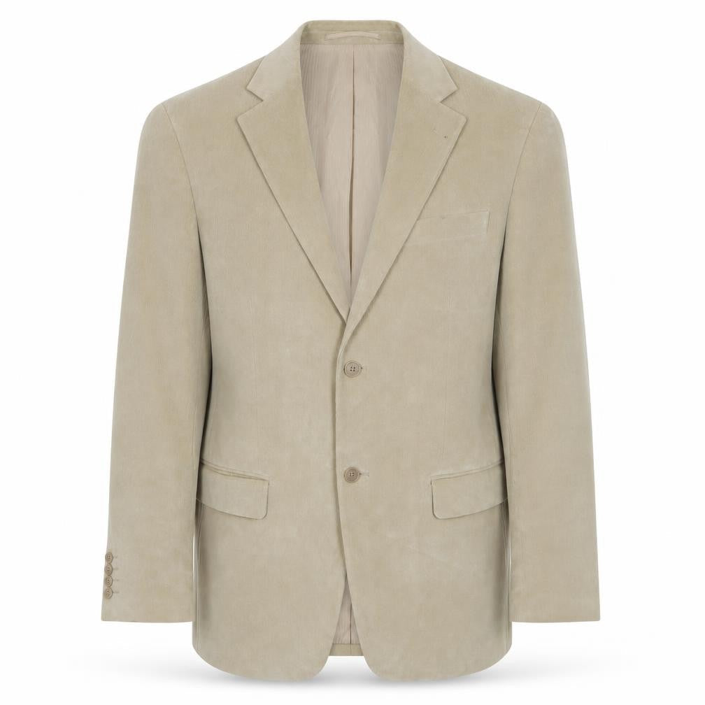 Front view of Thomas Nash Men's Beige Corduroy Blazer, size 38