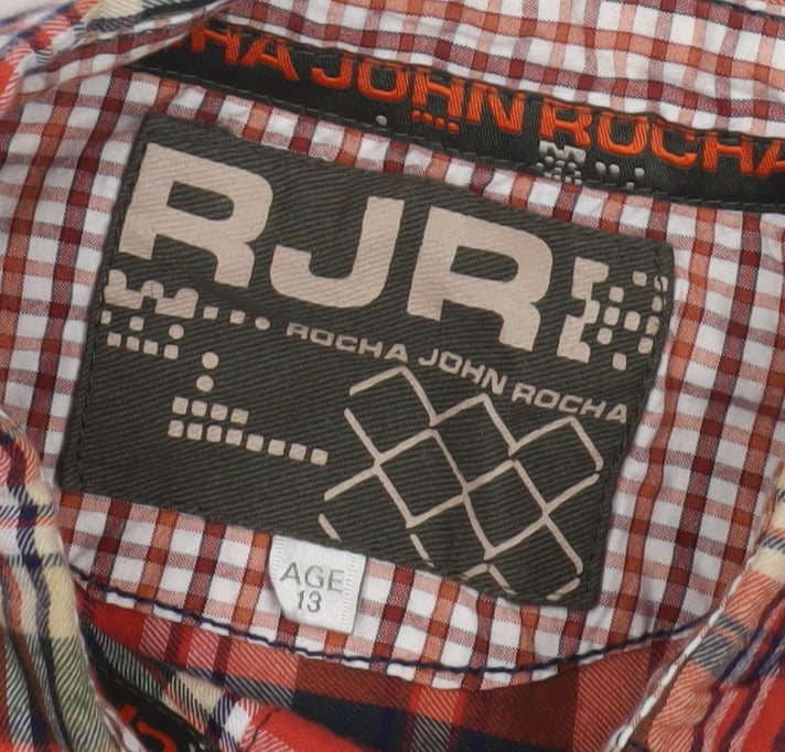 Rocha John Rocha Boys Red Plaid Button-Up Shirt, Age 13, Cotton