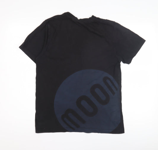 Moon Men's Black Crew Neck Short Sleeve T-Shirt M