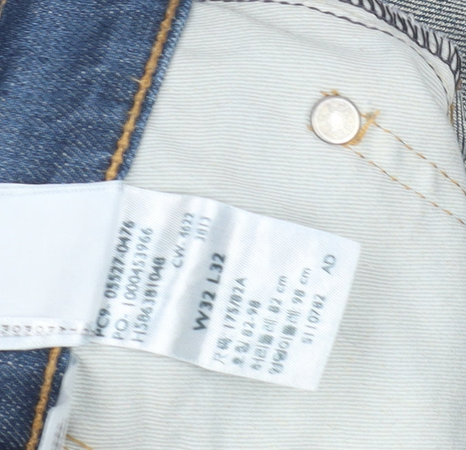 Levi's Men's Blue Straight-Leg Distressed Jeans Size 32