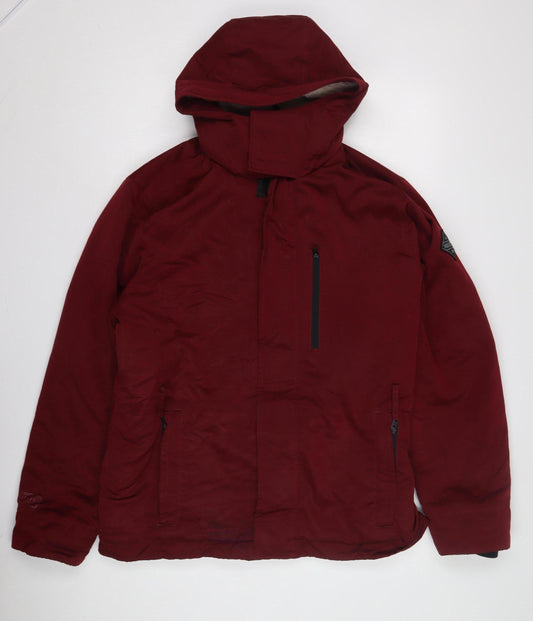 Hollister Men's XL Red Parka Jacket - Hooded, Casual