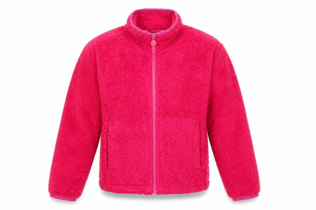 Front view of Regatta girls’ pink fleece jacket 7-8 years