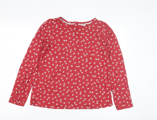 Fat Face Women’s Red Floral Blouse - Size 12, Cotton Long Sleeve
