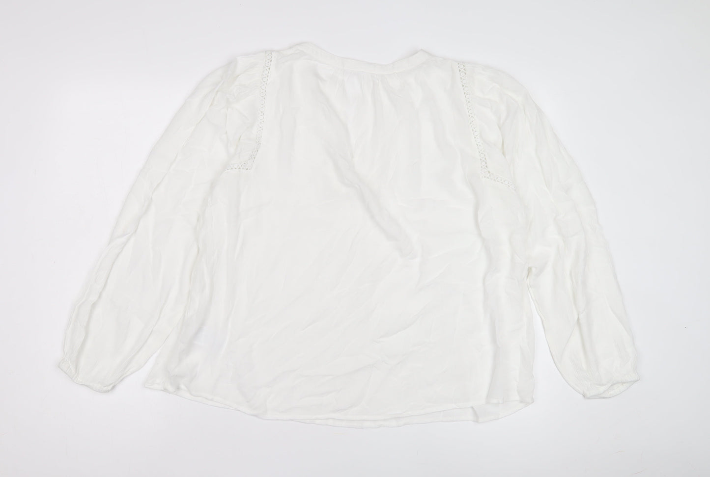 Marks and Spencer White V-Neck Crochet Blouse, S