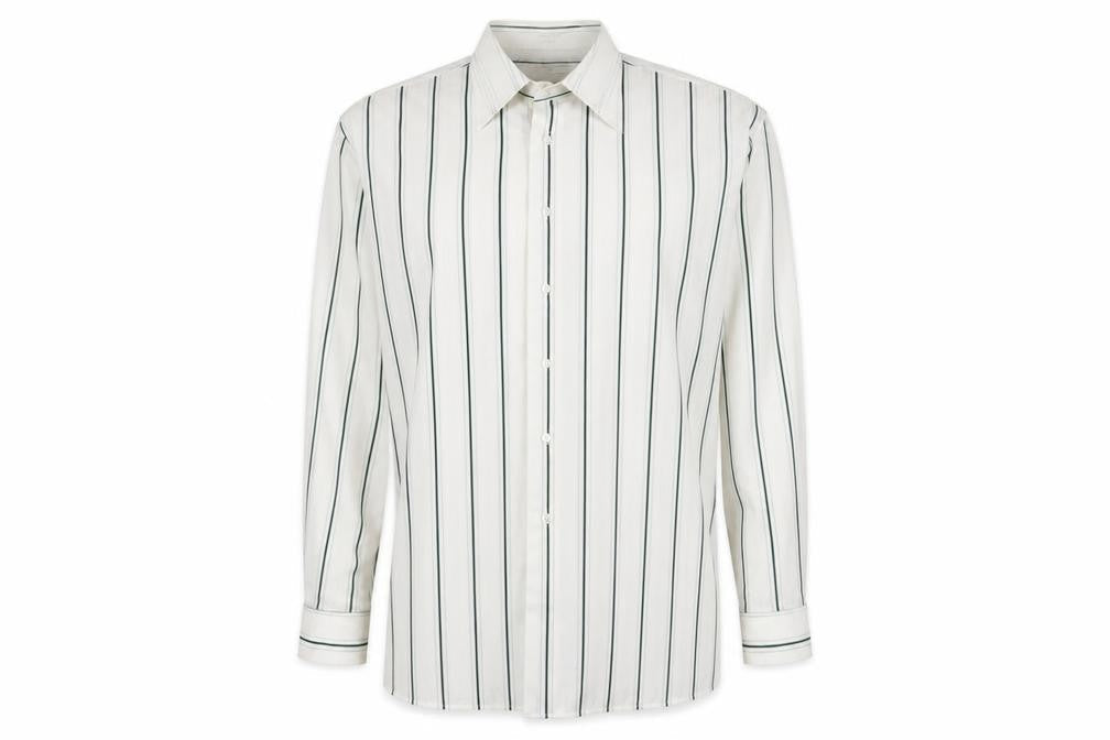 Henry Bannerman Men's White Striped Dress Shirt 15.5