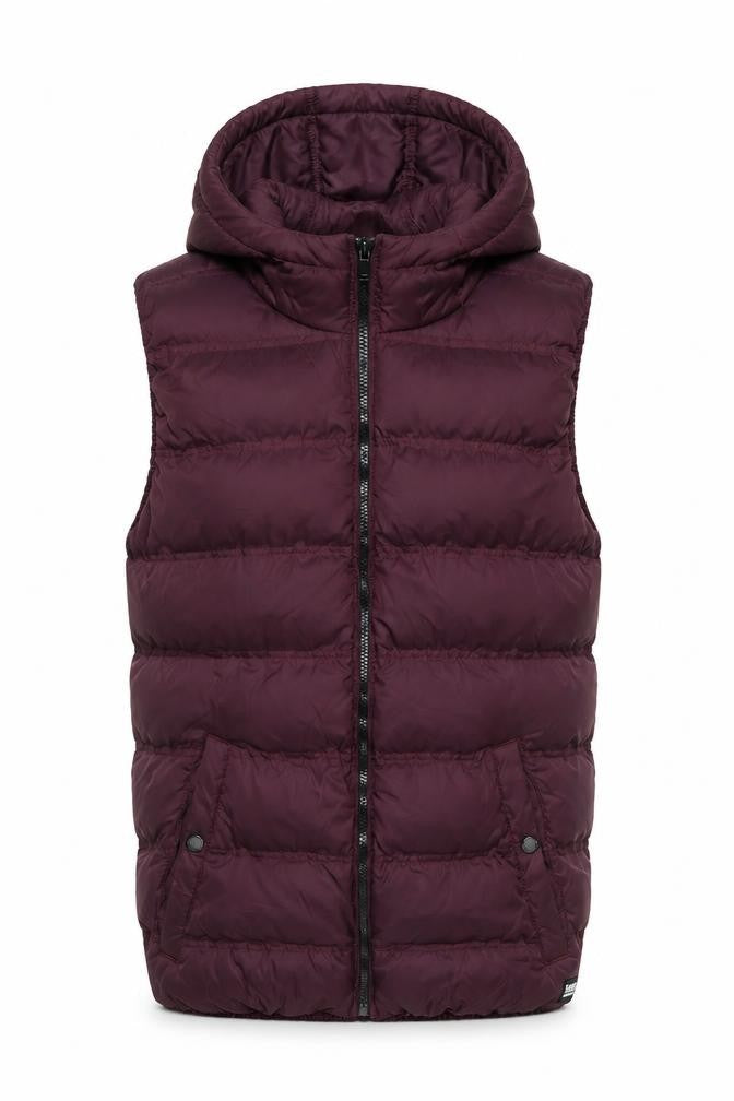 FABRIC Women's Red Puffer Hooded Waistcoat Size S