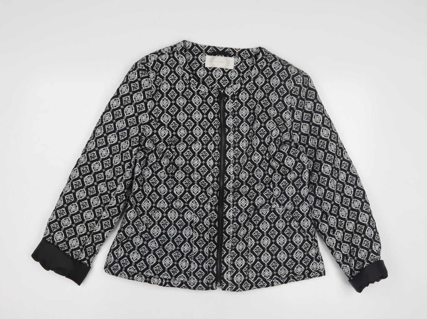 BHS Women's Black Argyle Jacket, Size 14, Cotton