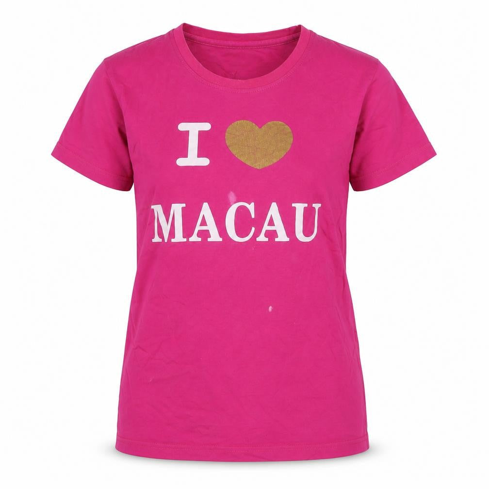 Macau Women's Pink T-Shirt, S, Crew Neck, Casual Wear