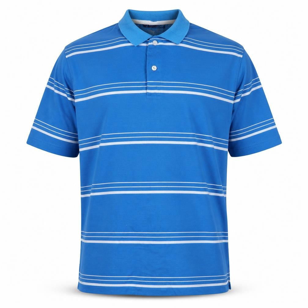 L Kensington Men's Blue Striped Polo Shirt Size L