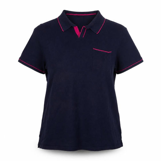 Womens UK Size L Boden Blue Cotton Blend Polo