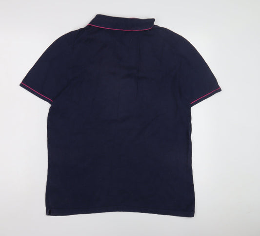Boden Women's Blue Polo Shirt, L, Short Sleeve Jersey