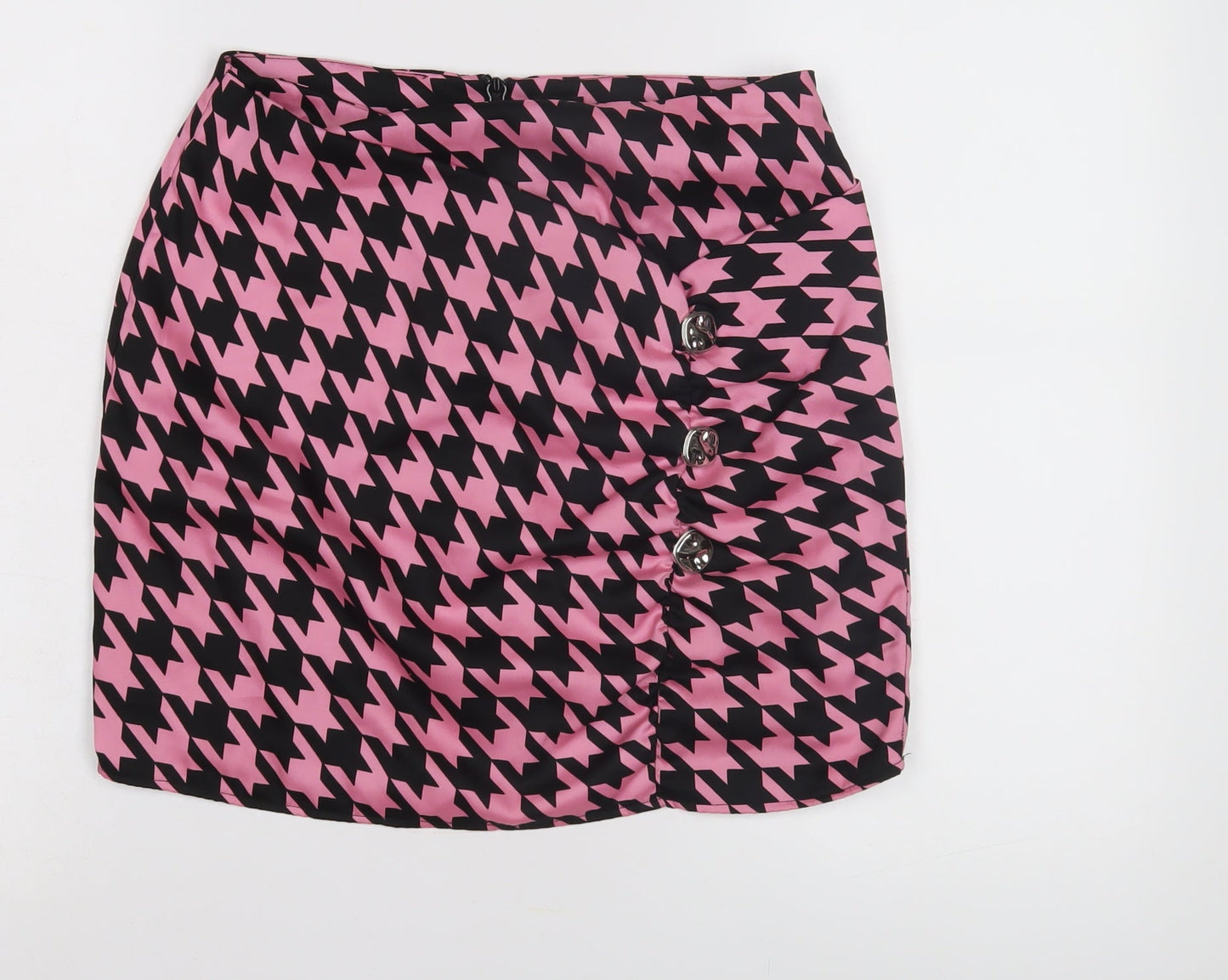 River Island Women's Pink Houndstooth Skirt, Size 8