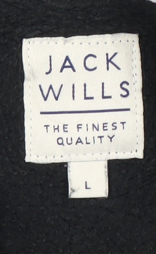 Jack Wills Men's Black Hoodie Logo Pullover L