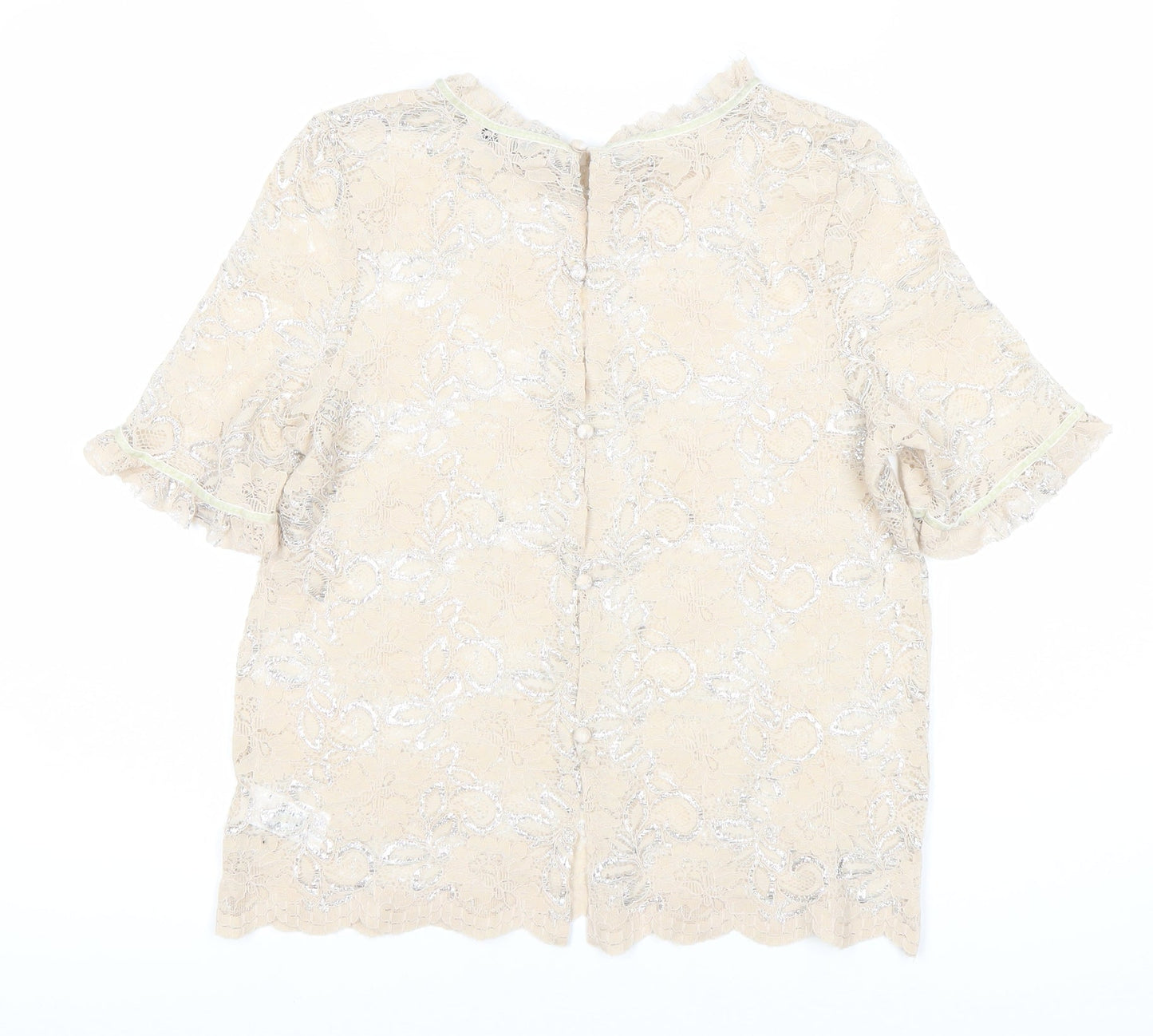 Next Women's Beige Lace Blouse Size 10