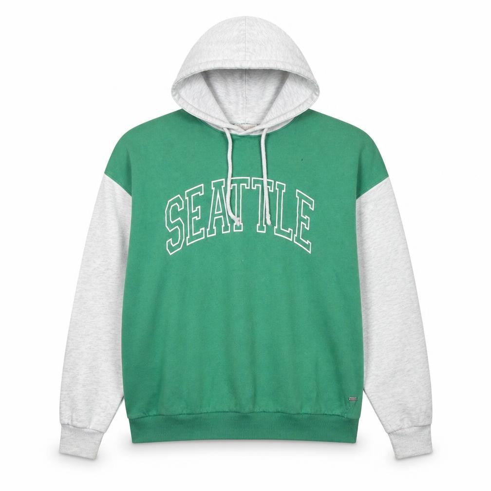 Pull&Bear Mens Green Hoodie, Medium, College Style