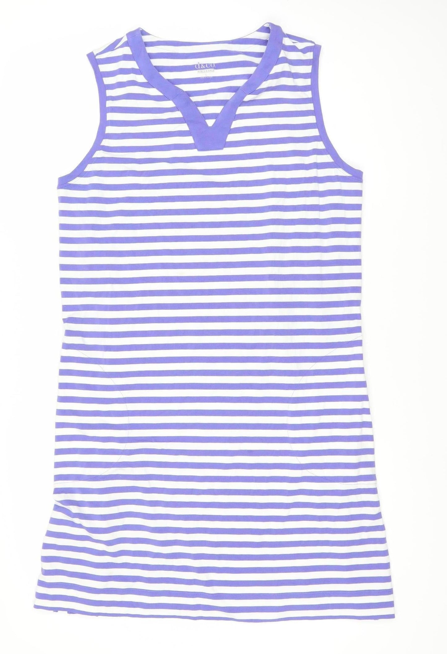 d&co. Women's Blue Striped Sleeveless Dress, Size L