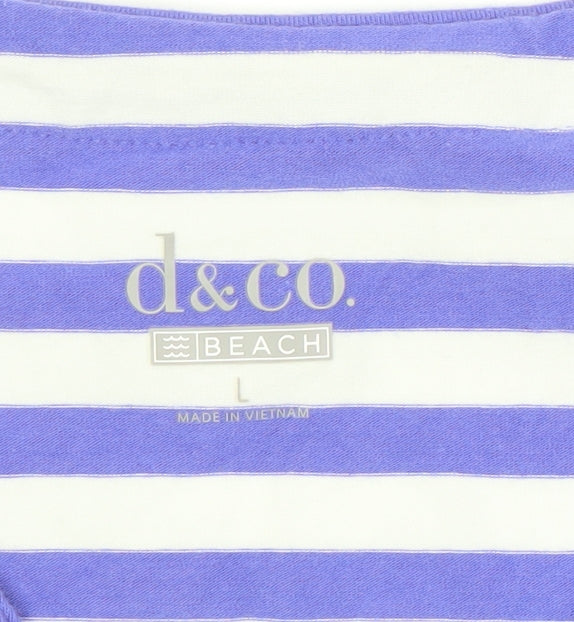 d&co. Women's Blue Striped Sleeveless Dress, Size L