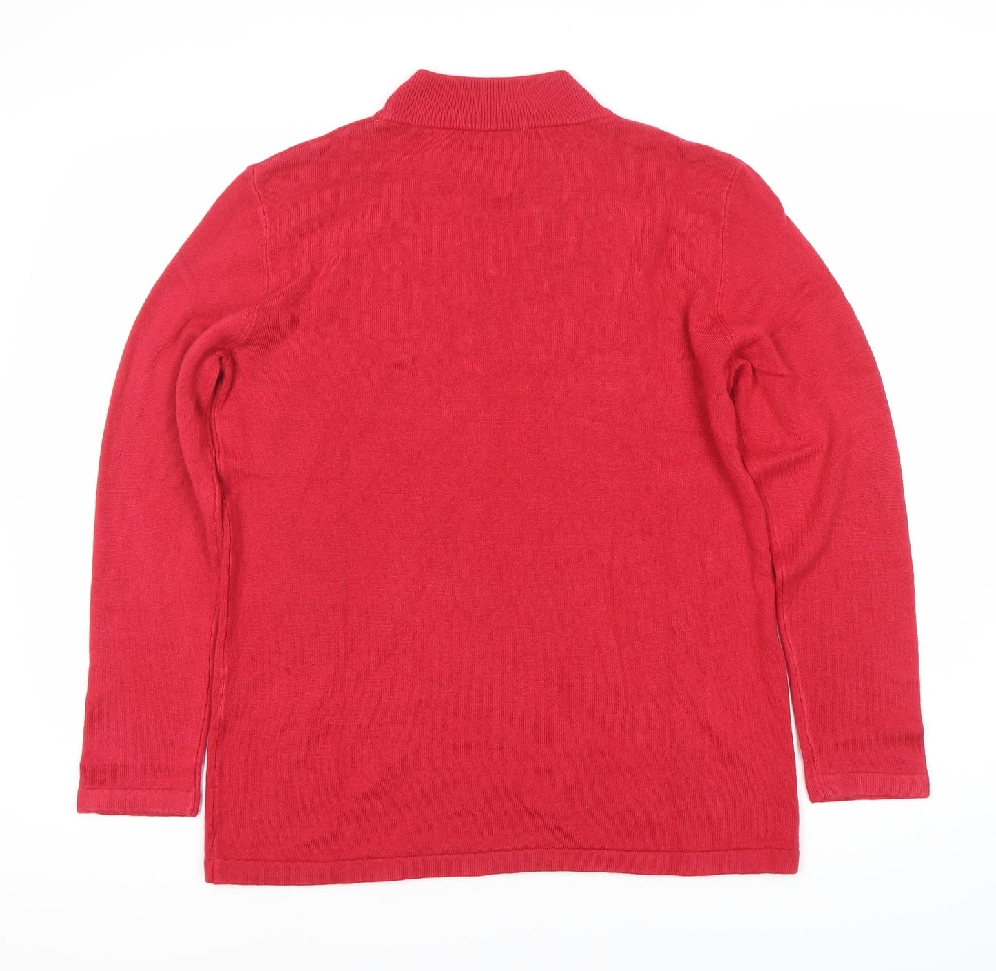 Damart Women's Red High Neck Studded Jumper, M, Pullover
