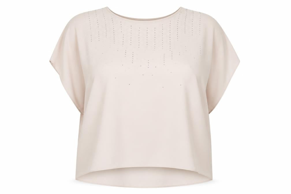 Evans Women's Beige Polyester Boat Neck Top