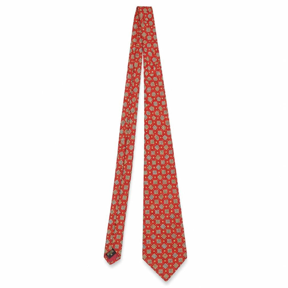 Greenwoods Men's Red Geometric Silk Tie One Size