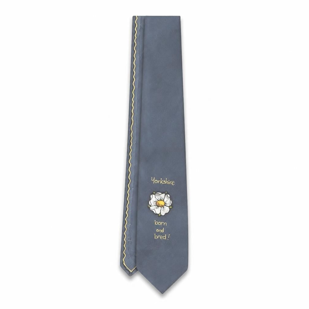 Fieldside Arts Men's Blue Silk Tie - Hand Painted