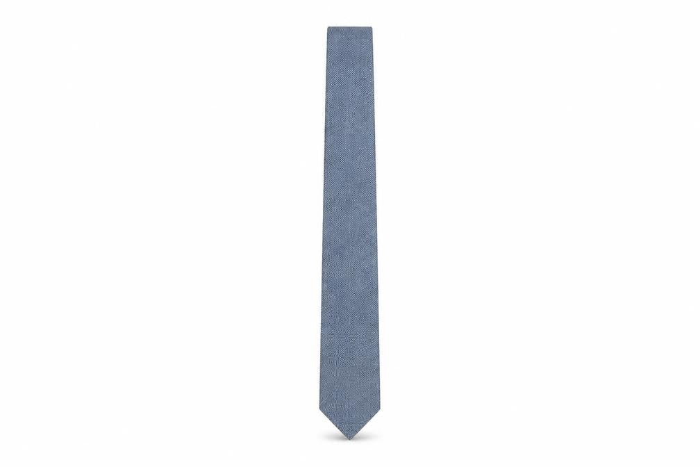 Van Gils Men's Blue Geometric Silk Slim Tie