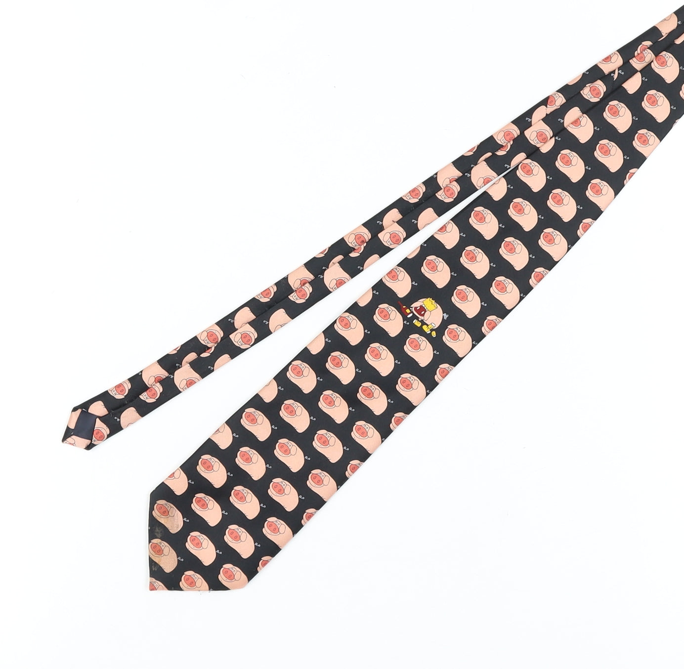 René Chagal Men's Black Beige Animal Print Silk Tie
