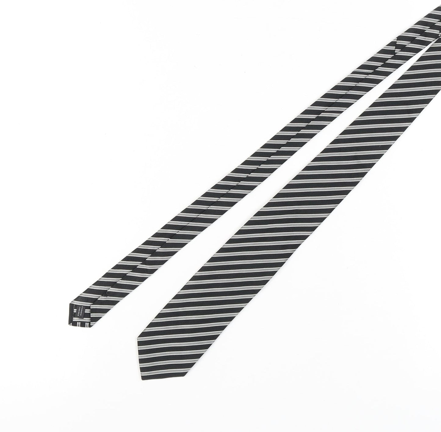Frank Rostron Men’s Black Striped Silk Tie
