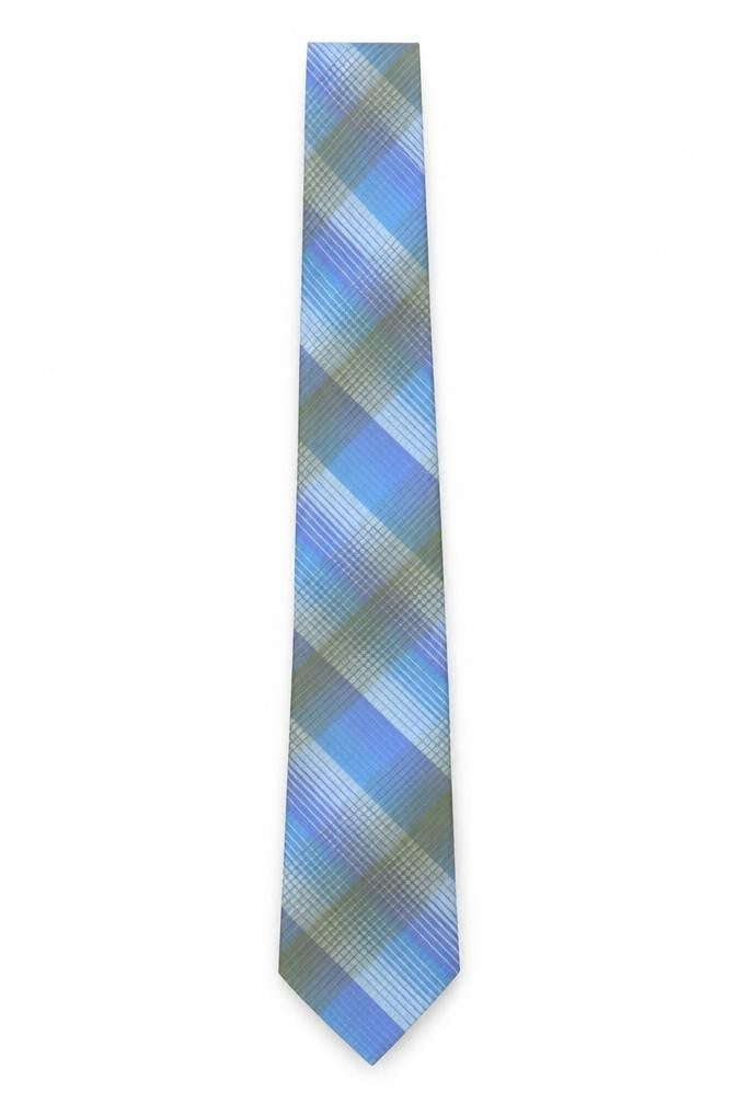 Nicole Miller Men's Blue Silk Plaid Tie