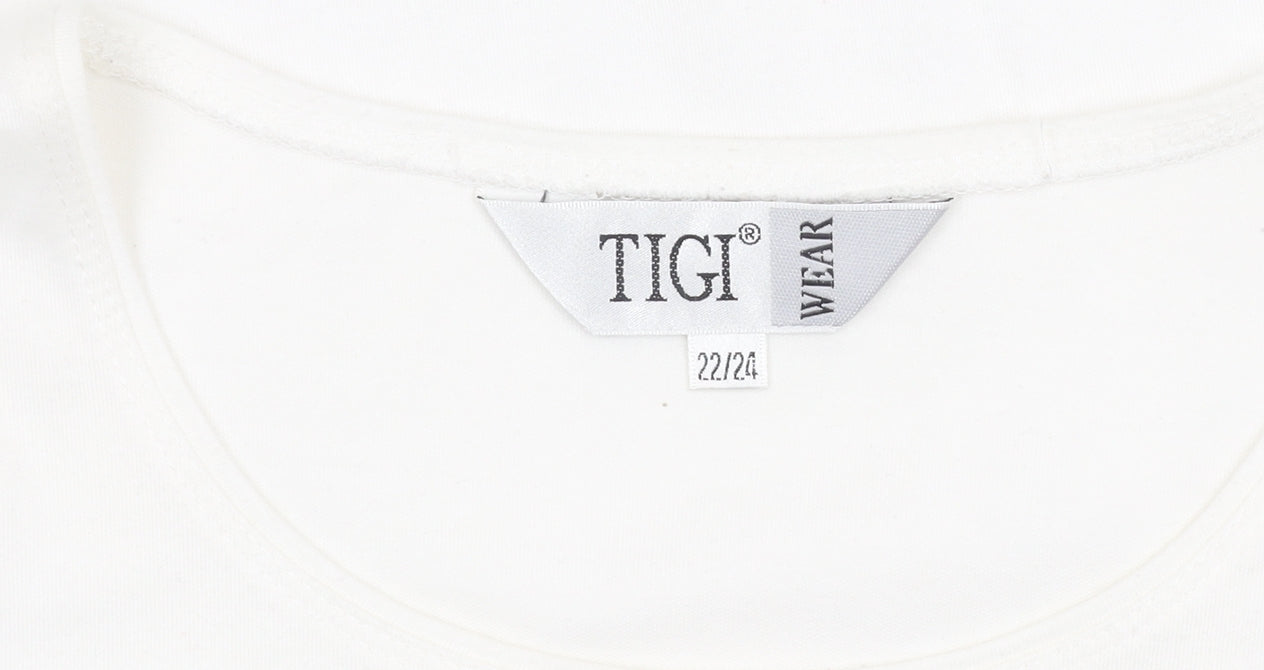 TIGI Wear Women's White Rhinestone T-Shirt Size 22