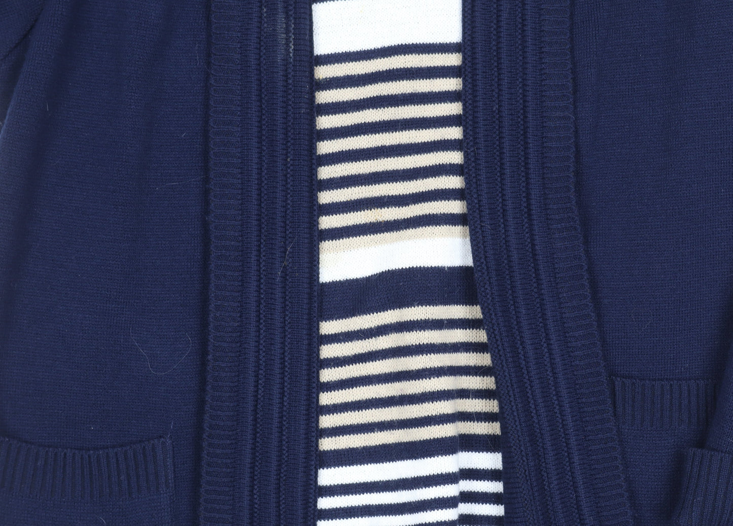 Marks and Spencer Women's Blue Striped Cardigan - Size 5