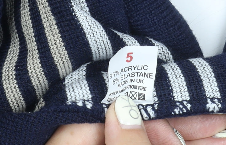 Marks and Spencer Women's Blue Striped Cardigan - Size 5