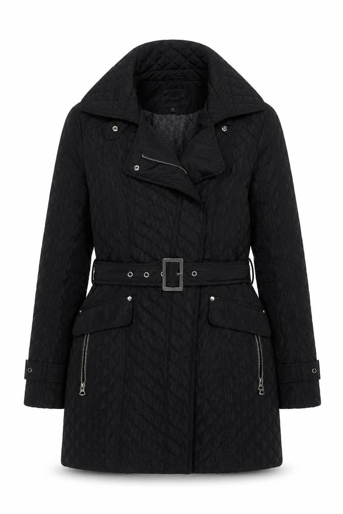 Next Womens Quilted Black Hooded Jacket Size 8