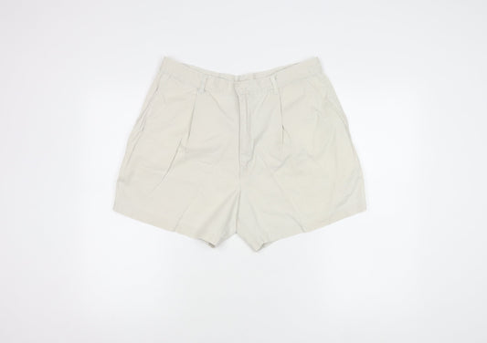 St Michael Beige Women's Cotton Pleated Shorts Size 8