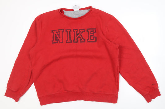 Nike Men's Red Crew Neck Sweatshirt L Pullover