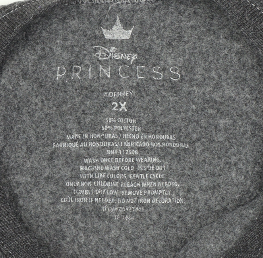 Disney Princess Women's Grey 2XL Pullover Sweatshirt