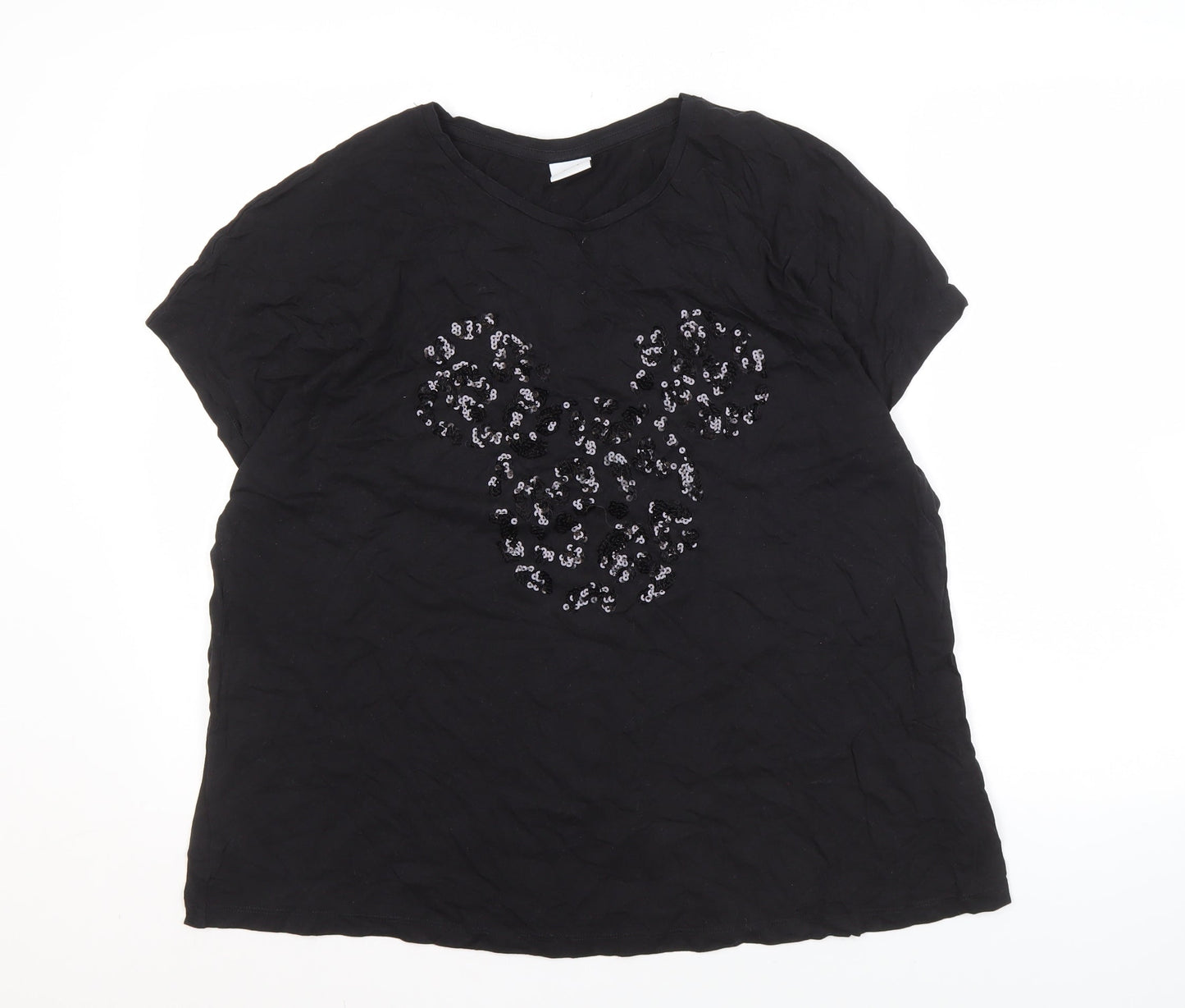 Disney Women's Black Minnie Mouse Sequin T-Shirt Size 22