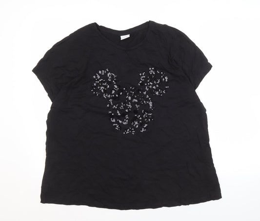 Disney Women's Black Minnie Mouse Sequin T-Shirt Size 22