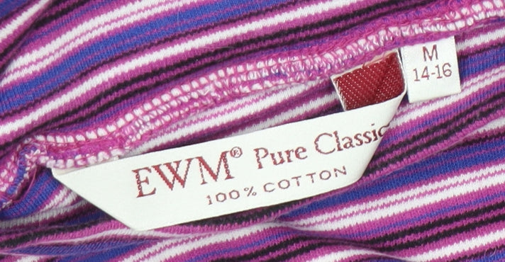 EWM Women's Purple Striped Roll Neck Top M