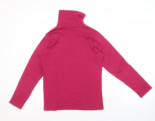 Isle Essentials Women's Red High Neck Long Sleeve Top