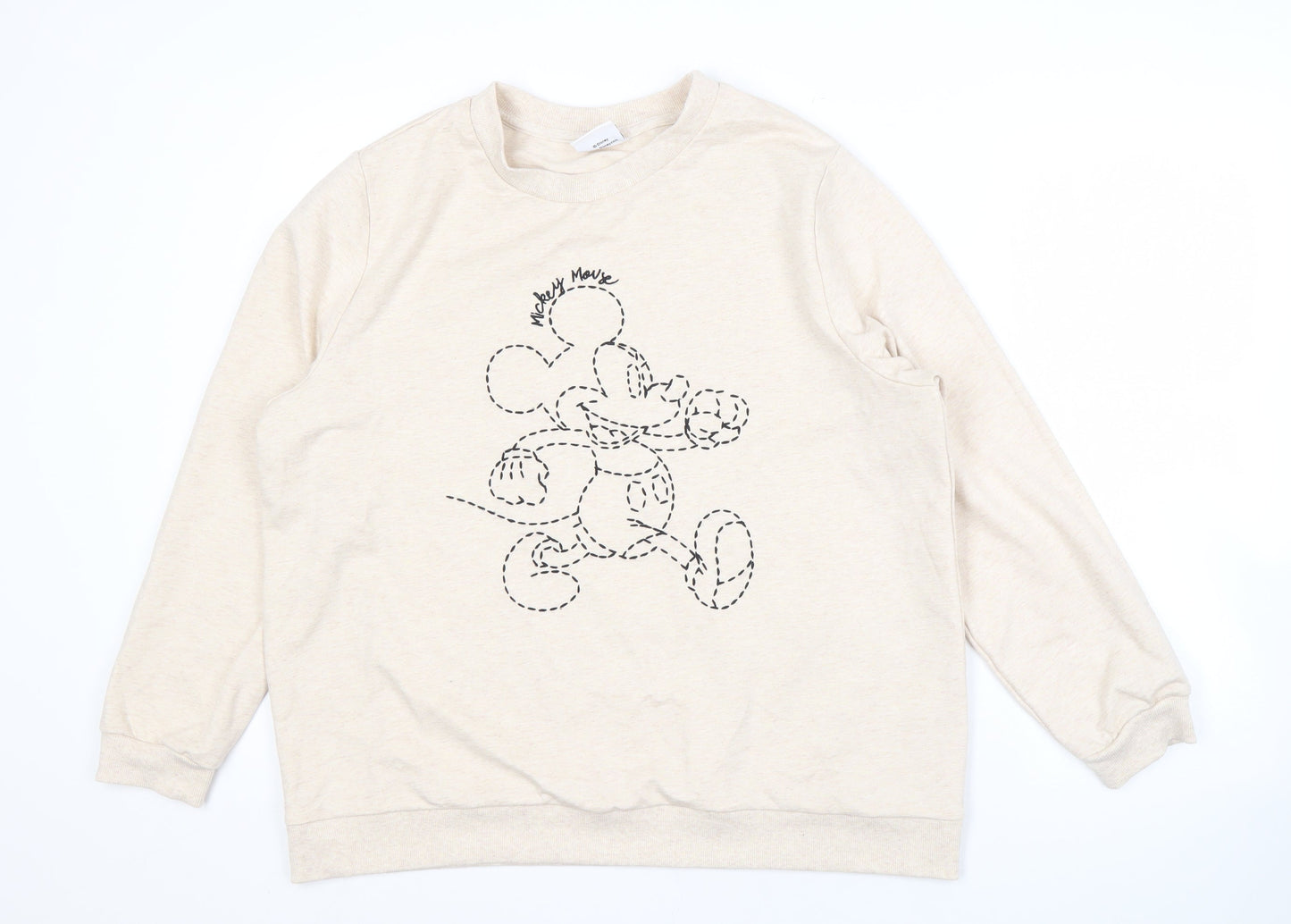 Disney Women's Beige Mickey Mouse Pullover Sweatshirt, Size 18